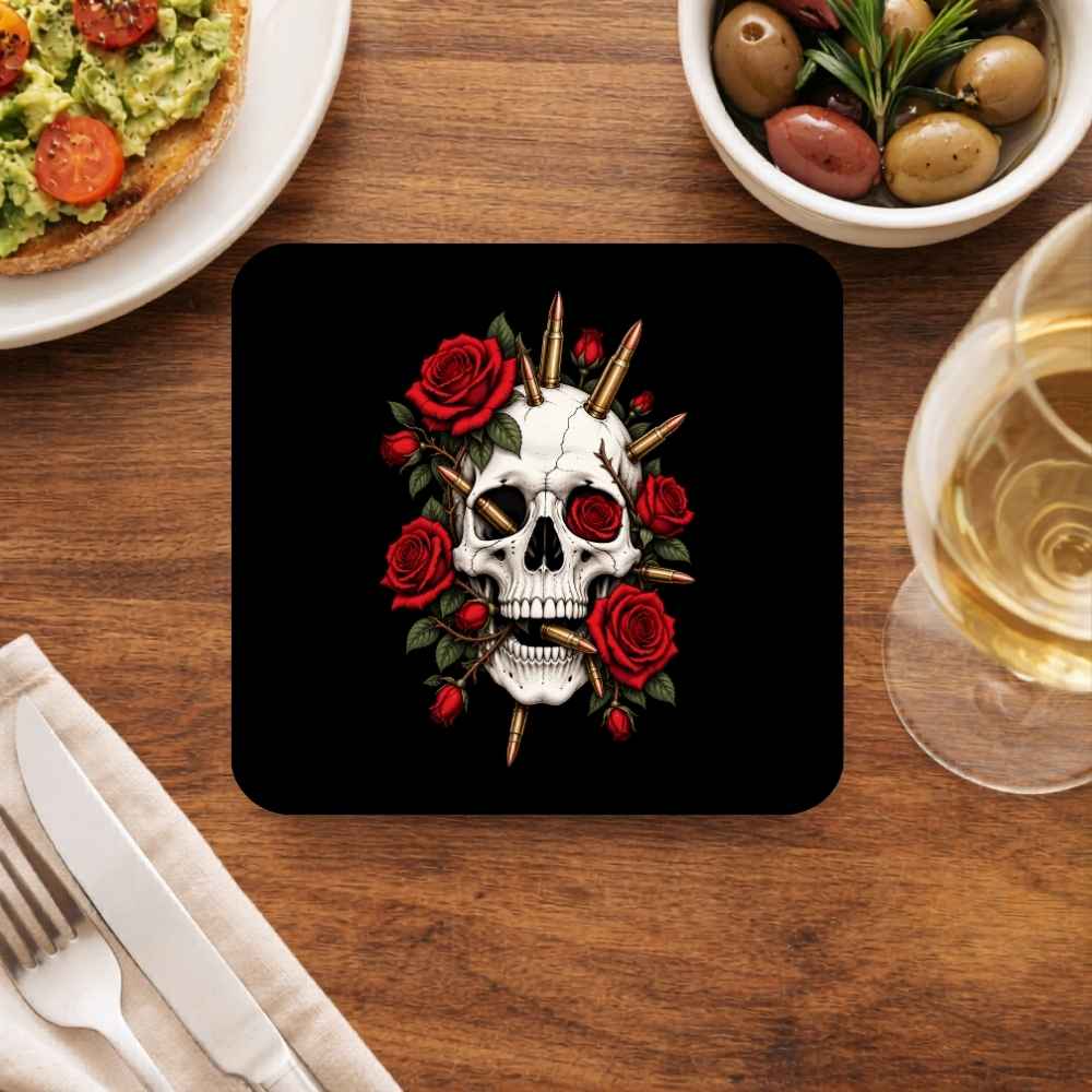 guns n' roses bullet bloom coasters wooden table cups indian music band buy online india the banyan tee tbt men women girls boys unisex  