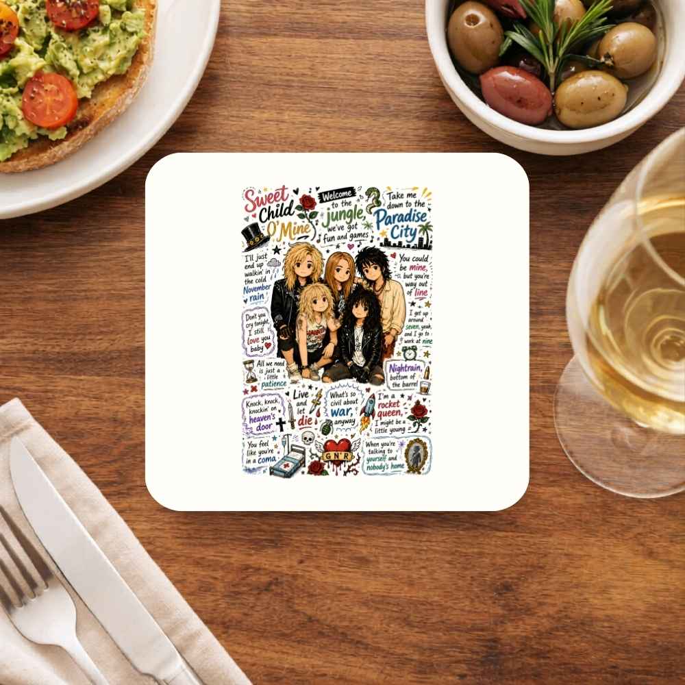 guns n' roses appetite for doodles coasters wooden table cups indian music band buy online india the banyan tee tbt men women girls boys unisex  