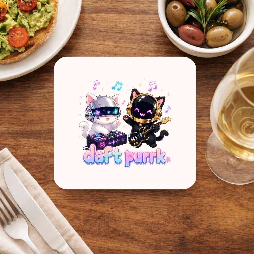 daft punk daft purrk coasters wooden table cups indian music band buy online india the banyan tee tbt men women girls boys unisex  