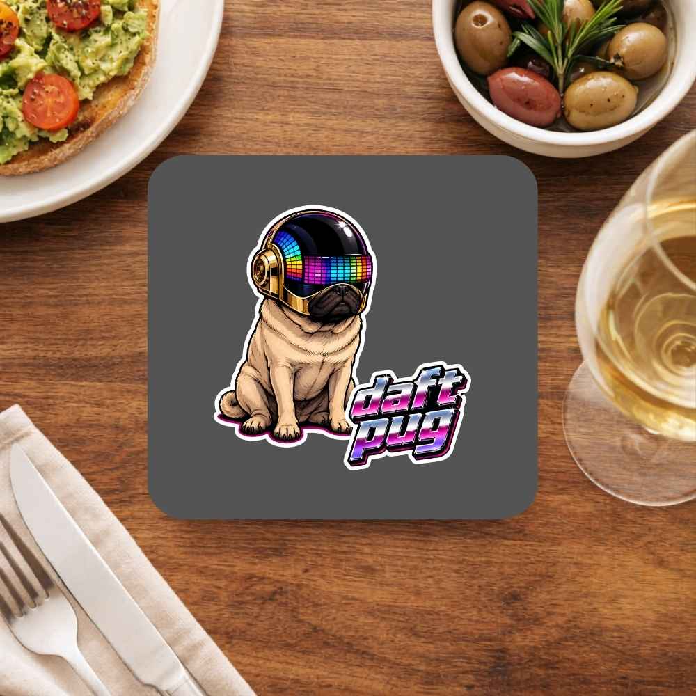 daft punk daft pug coasters wooden table cups indian music band buy online india the banyan tee tbt men women girls boys unisex  