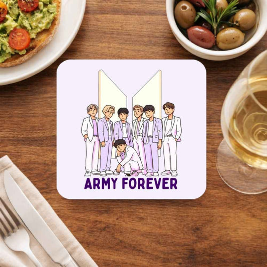 bts army forever coasters wooden table cups indian music band buy online india the banyan tee tbt men women girls boys unisex