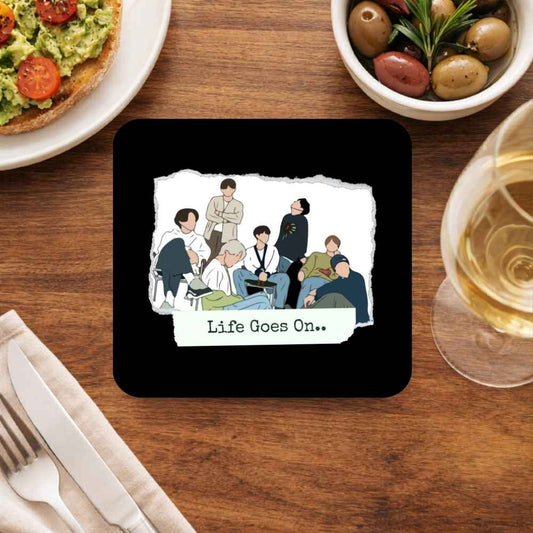 bts life goes on coasters wooden table cups indian music band buy online india the banyan tee tbt men women girls boys unisex