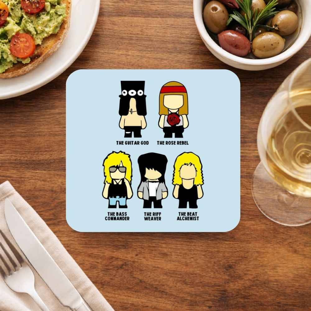guns n' roses toon rebels coasters wooden table cups indian music band buy online india the banyan tee tbt men women girls boys unisex