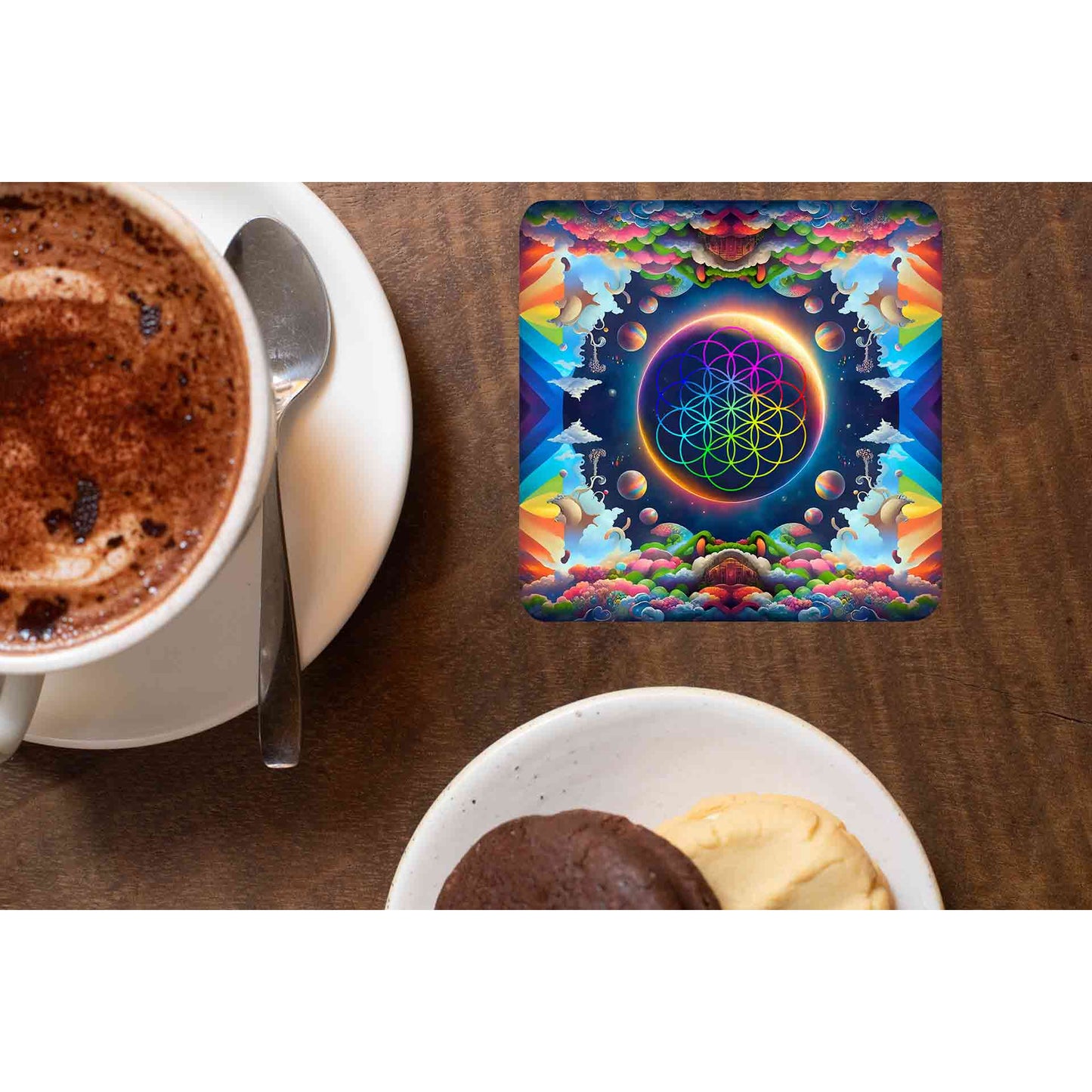 coldplay kaleidoscopic dreams coasters wooden table cups indian music band buy online india the banyan tee tbt men women girls boys unisex  