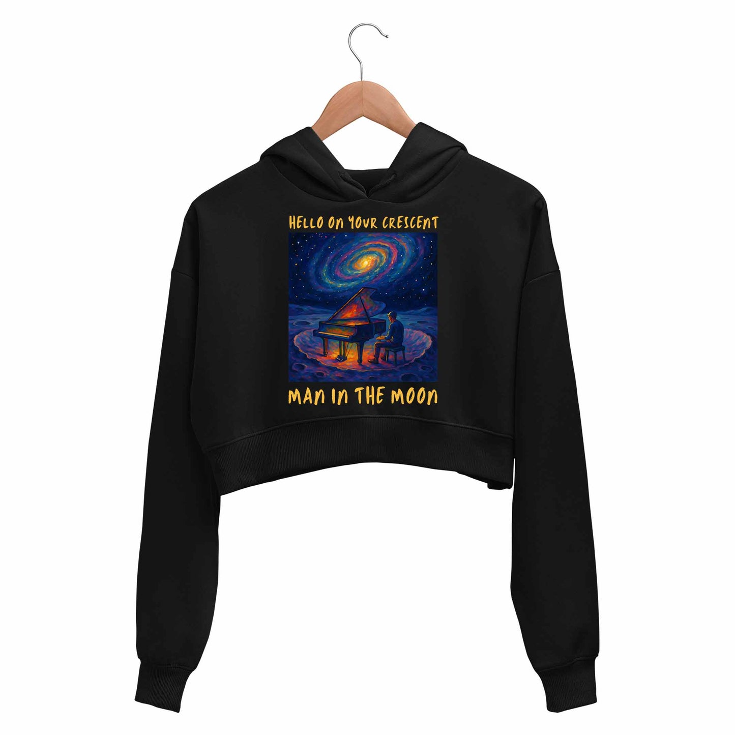 coldplay man in the moon crop hoodie hooded sweatshirt upper winterwear music band buy online india the banyan tee tbt men women girls boys unisex black 