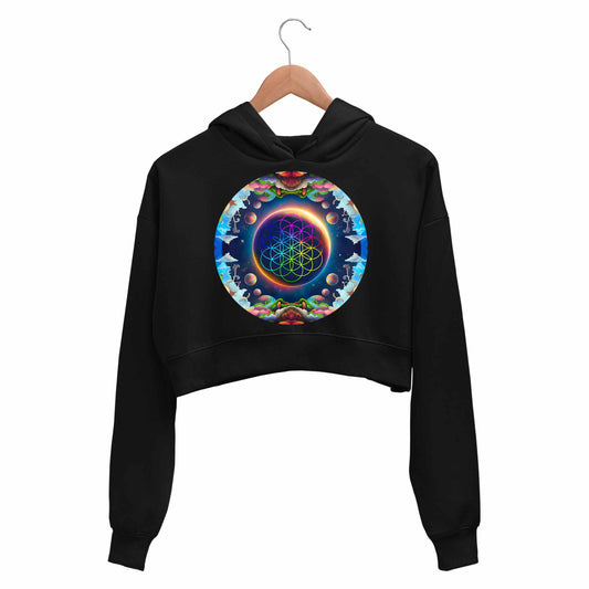 coldplay kaleidoscopic dreams crop hoodie hooded sweatshirt upper winterwear music band buy online india the banyan tee tbt men women girls boys unisex black
