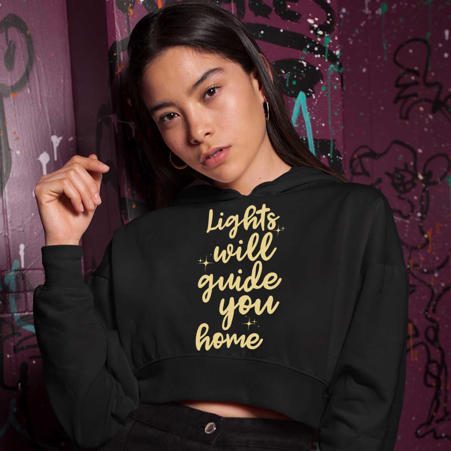 coldplay lights will guide you home crop hoodie hooded sweatshirt upper winterwear music band buy online india the banyan tee tbt men women girls boys unisex black fix you