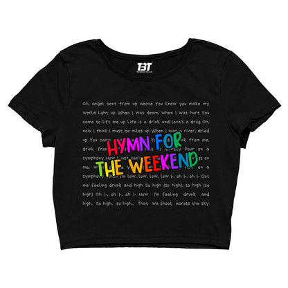 coldplay inspired hymn for the weekend crop top music band buy online india the banyan tee tbt men women girls boys unisex black