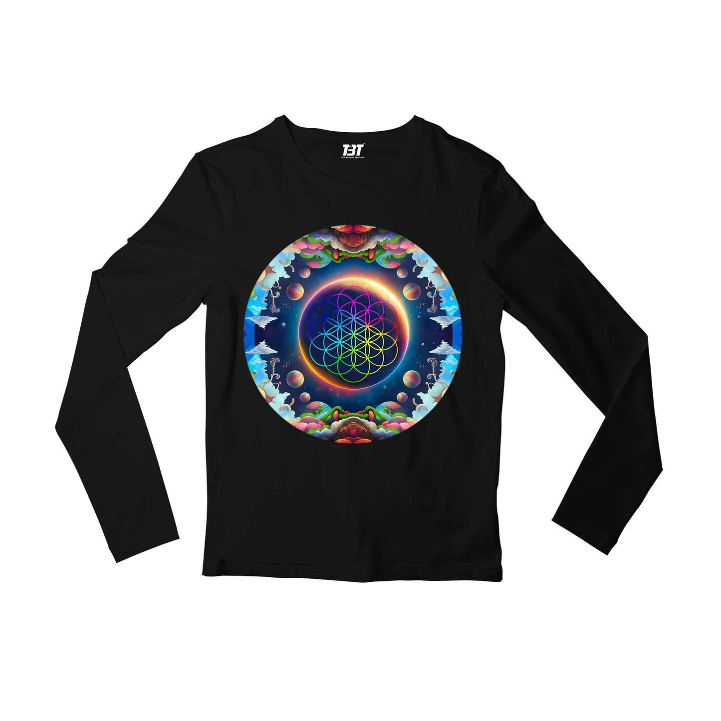 coldplay inspired kaleidoscopic dreams full sleeves long sleeves music band buy online india the banyan tee tbt men women girls boys unisex black