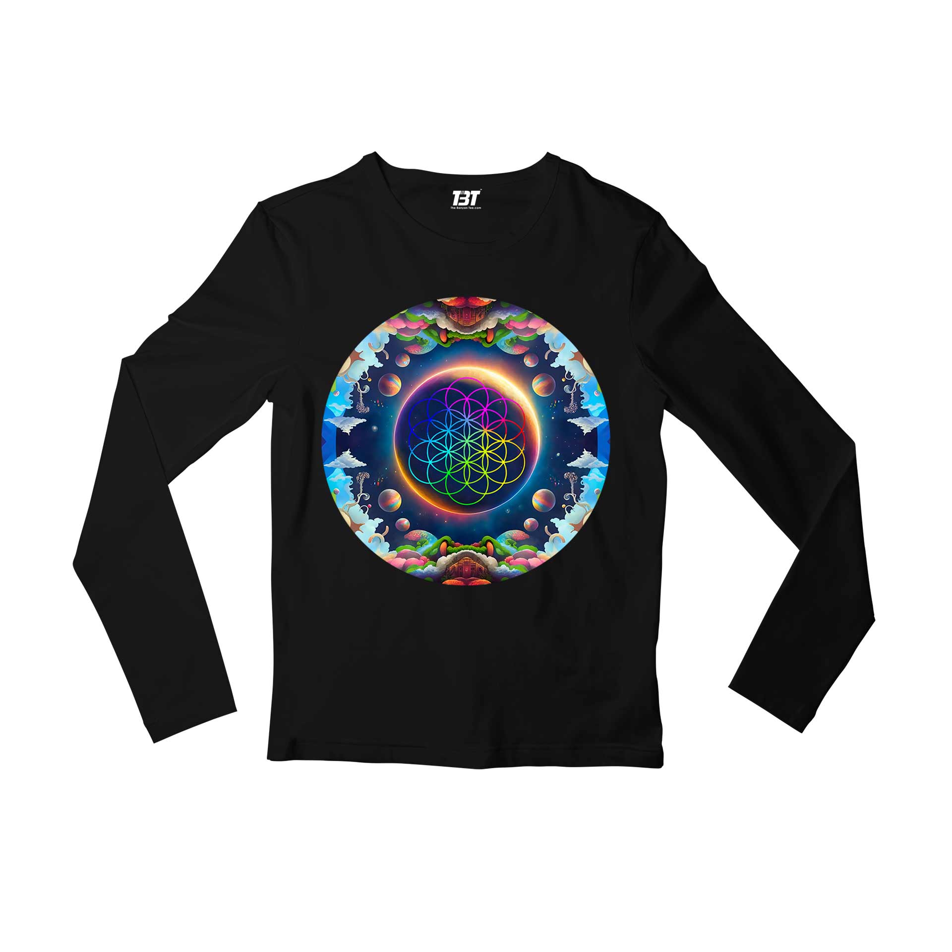 coldplay inspired kaleidoscopic dreams full sleeves long sleeves music band buy online india the banyan tee tbt men women girls boys unisex black
