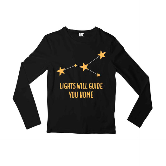 coldplay inspired guiding lights full sleeves long sleeves music band buy online india the banyan tee tbt men women girls boys unisex black