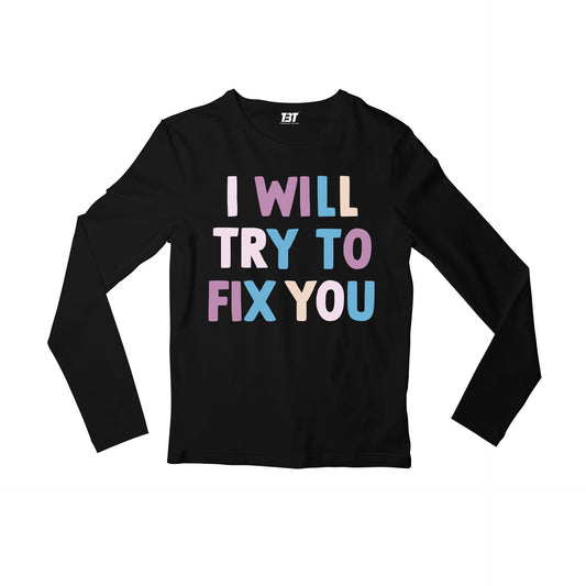 coldplay i will try to fix you full sleeves long sleeves music band buy online india the banyan tee tbt men women girls boys unisex black
