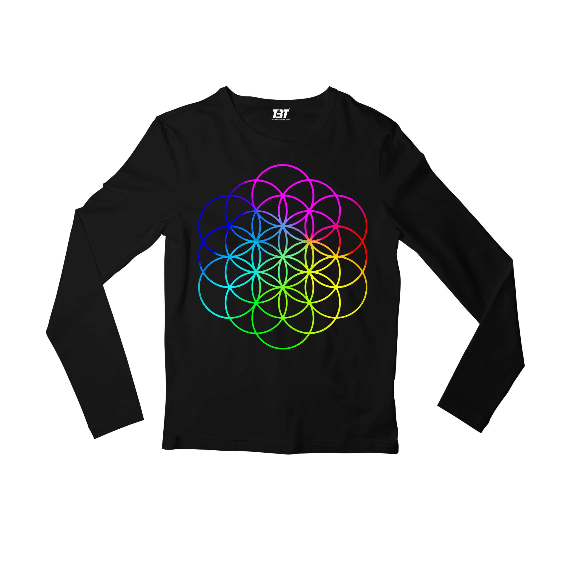 coldplay flower of life full sleeves long sleeves music band buy online india the banyan tee tbt men women girls boys unisex black