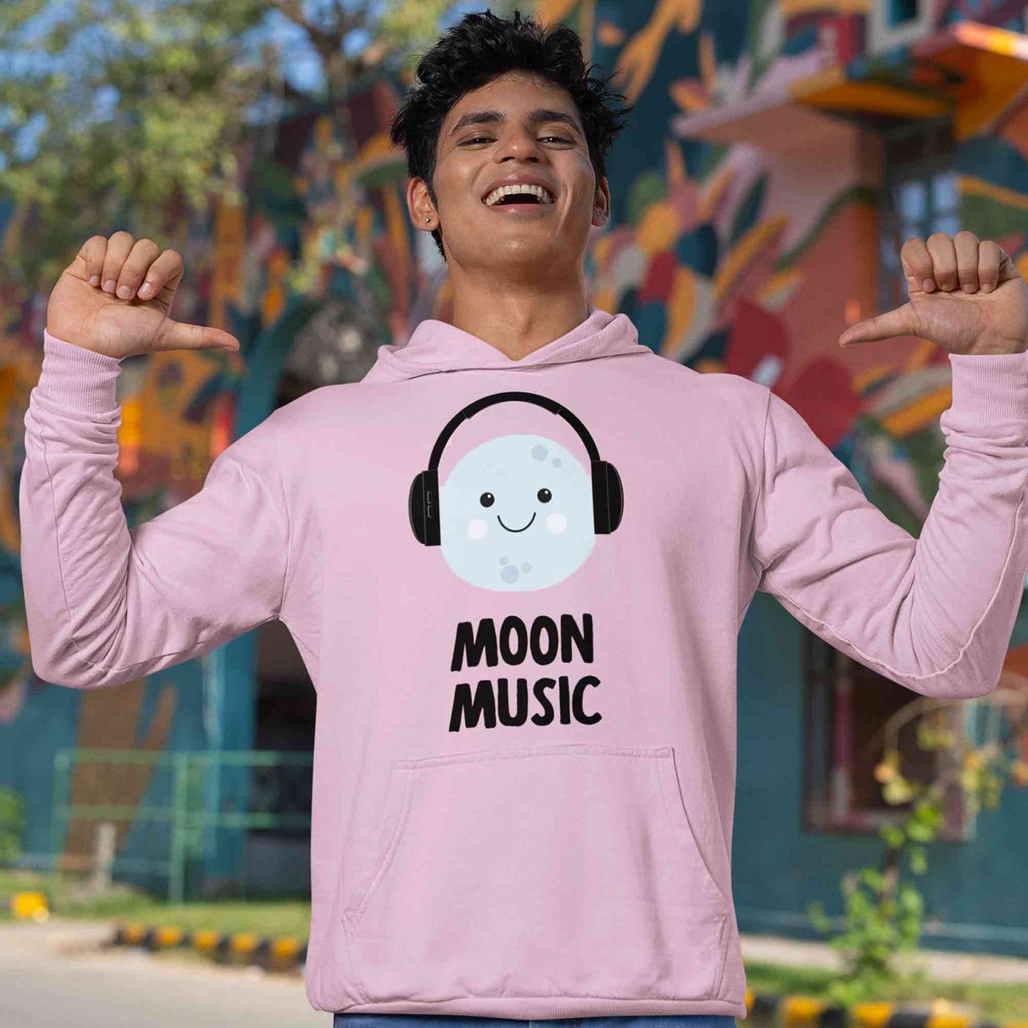 coldplay inspired moon tunes hoodie hooded sweatshirt winterwear music band buy online india the banyan tee tbt men women girls boys unisex baby pink