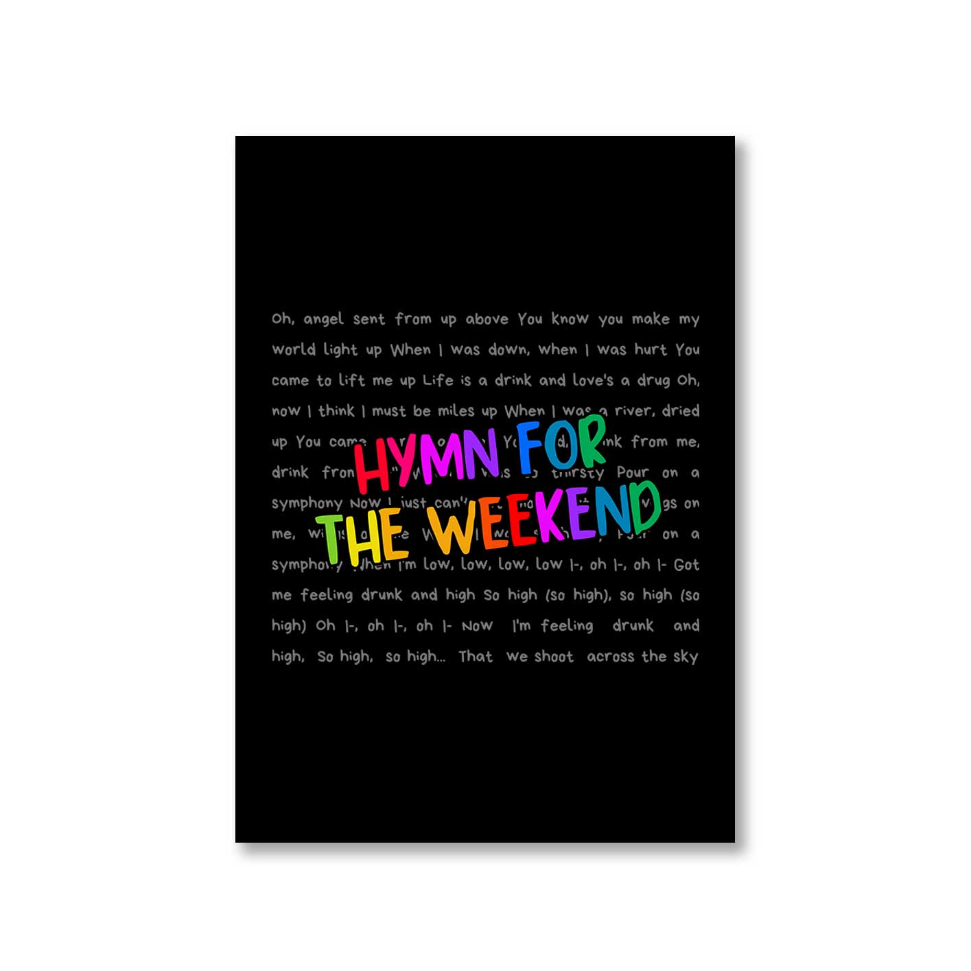coldplay hymn for the weekend poster wall art buy online india the banyan tee tbt a4