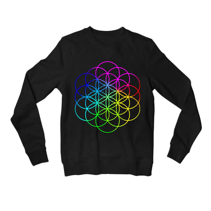 coldplay flower of life sweatshirt upper winterwear music band buy online india the banyan tee tbt men women girls boys unisex black