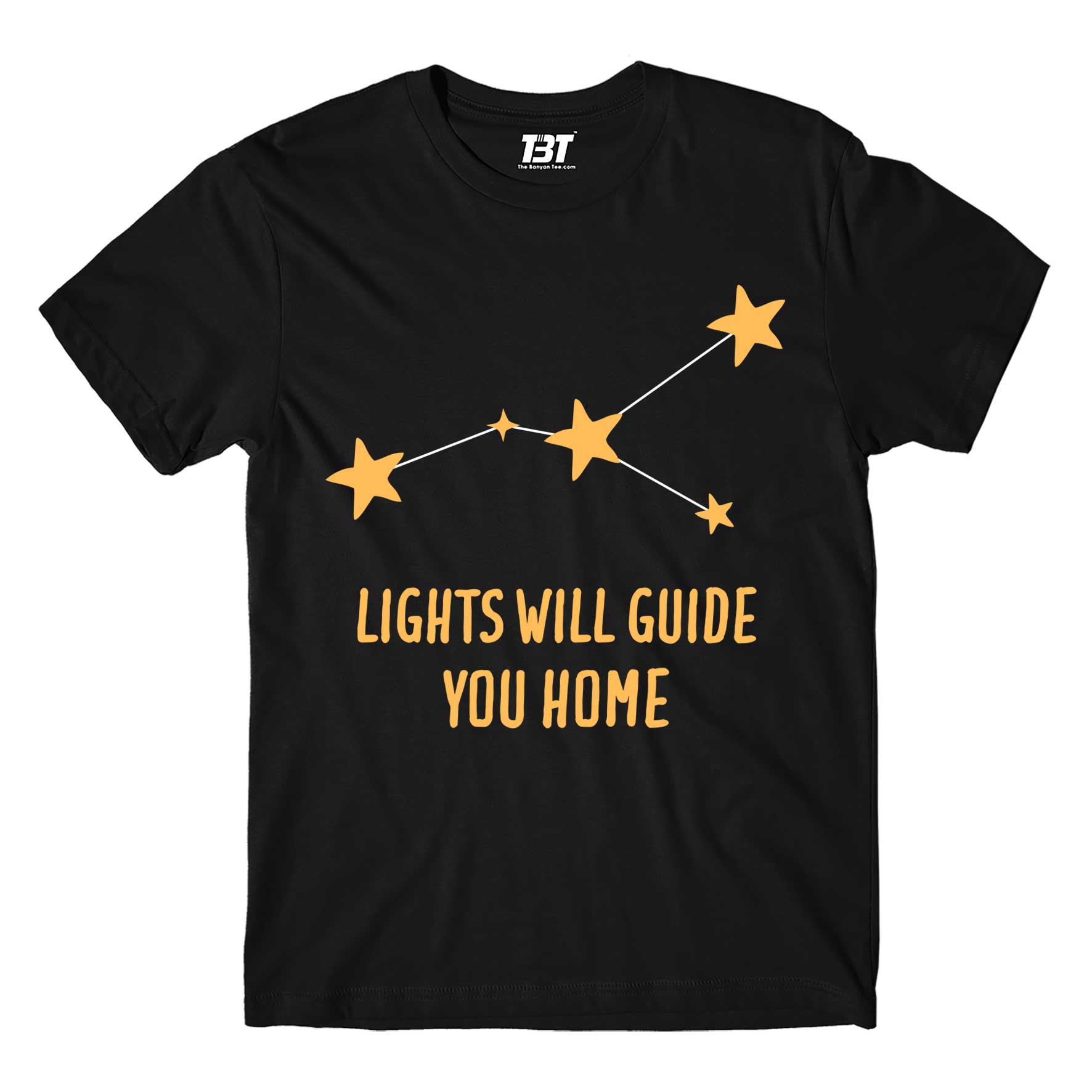 coldplay guiding lights t-shirt music band buy online india the banyan tee tbt men women girls boys unisex black 