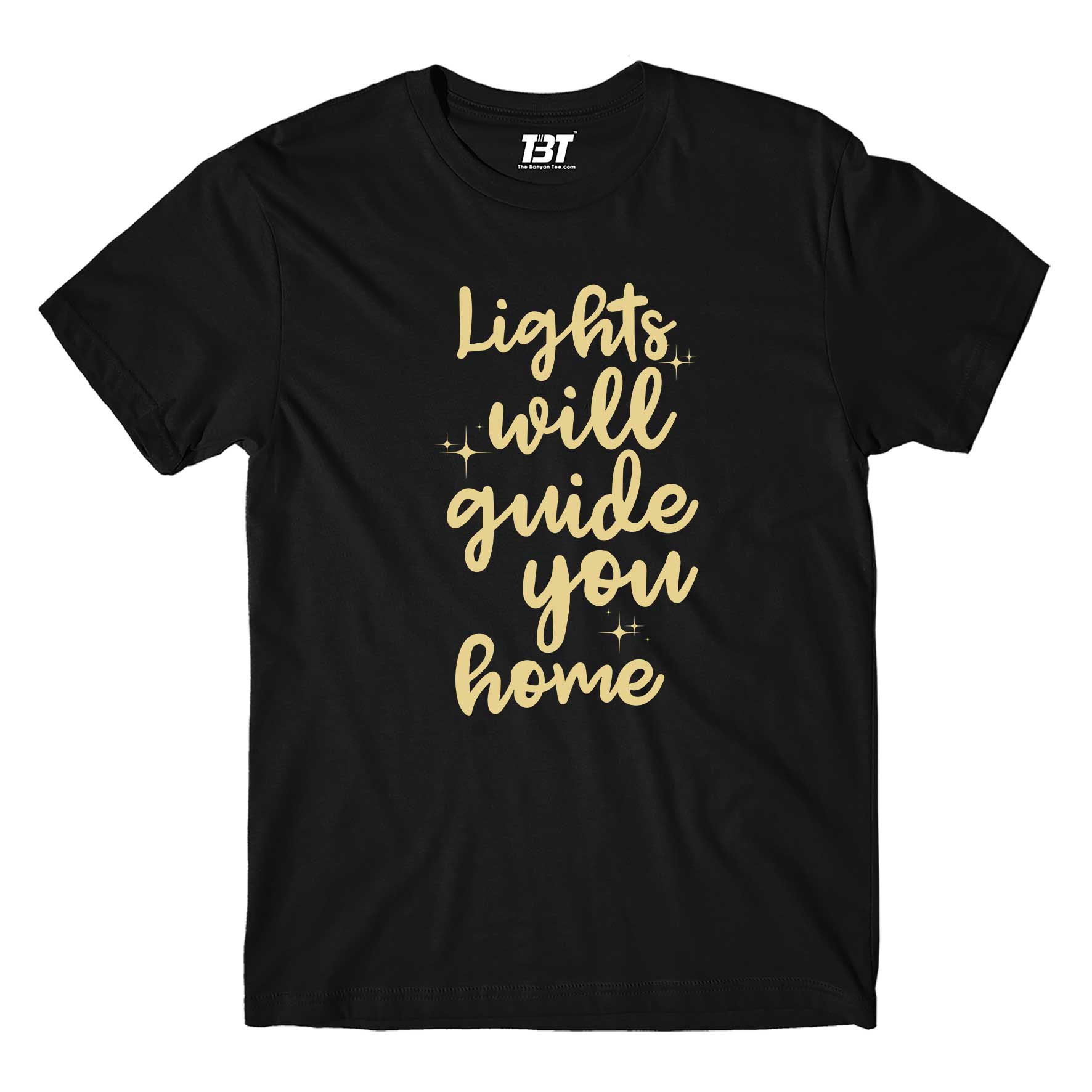 coldplay lights will guide you home t-shirt music band buy online india the banyan tee tbt men women girls boys unisex black fix you