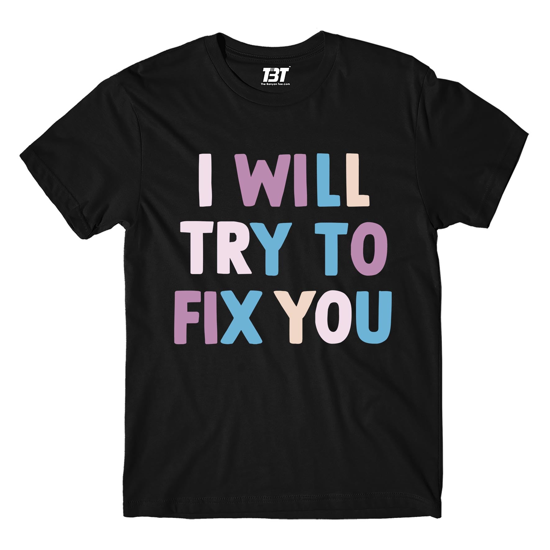 coldplay i will try to fix you t-shirt music band buy online india the banyan tee tbt men women girls boys unisex black