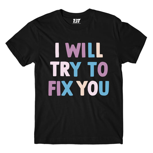 coldplay i will try to fix you t-shirt music band buy online india the banyan tee tbt men women girls boys unisex black