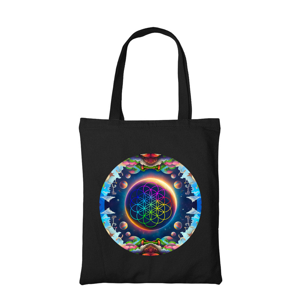 coldplay kaleidoscopic dreams tote bag hand printed cotton women men unisex