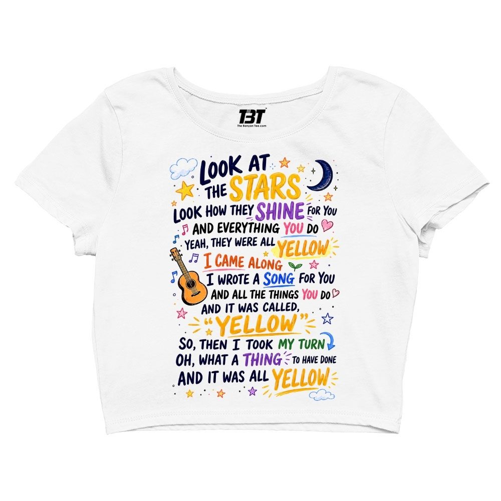 coldplay yellow scribbles crop top music band buy online india the banyan tee tbt men women girls boys unisex s 