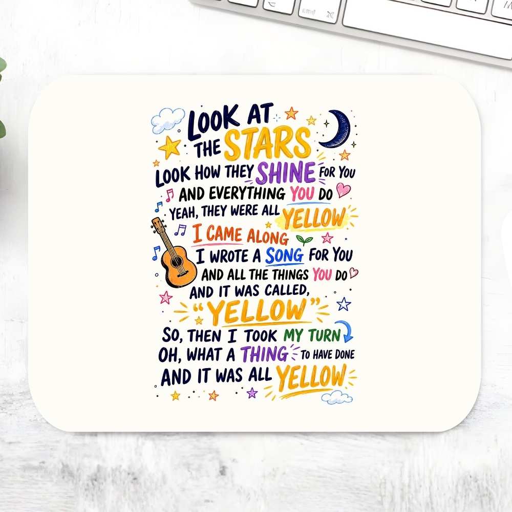 coldplay yellow scribbles mousepad logitech large anime music band buy online india the banyan tee tbt men women girls boys unisex  