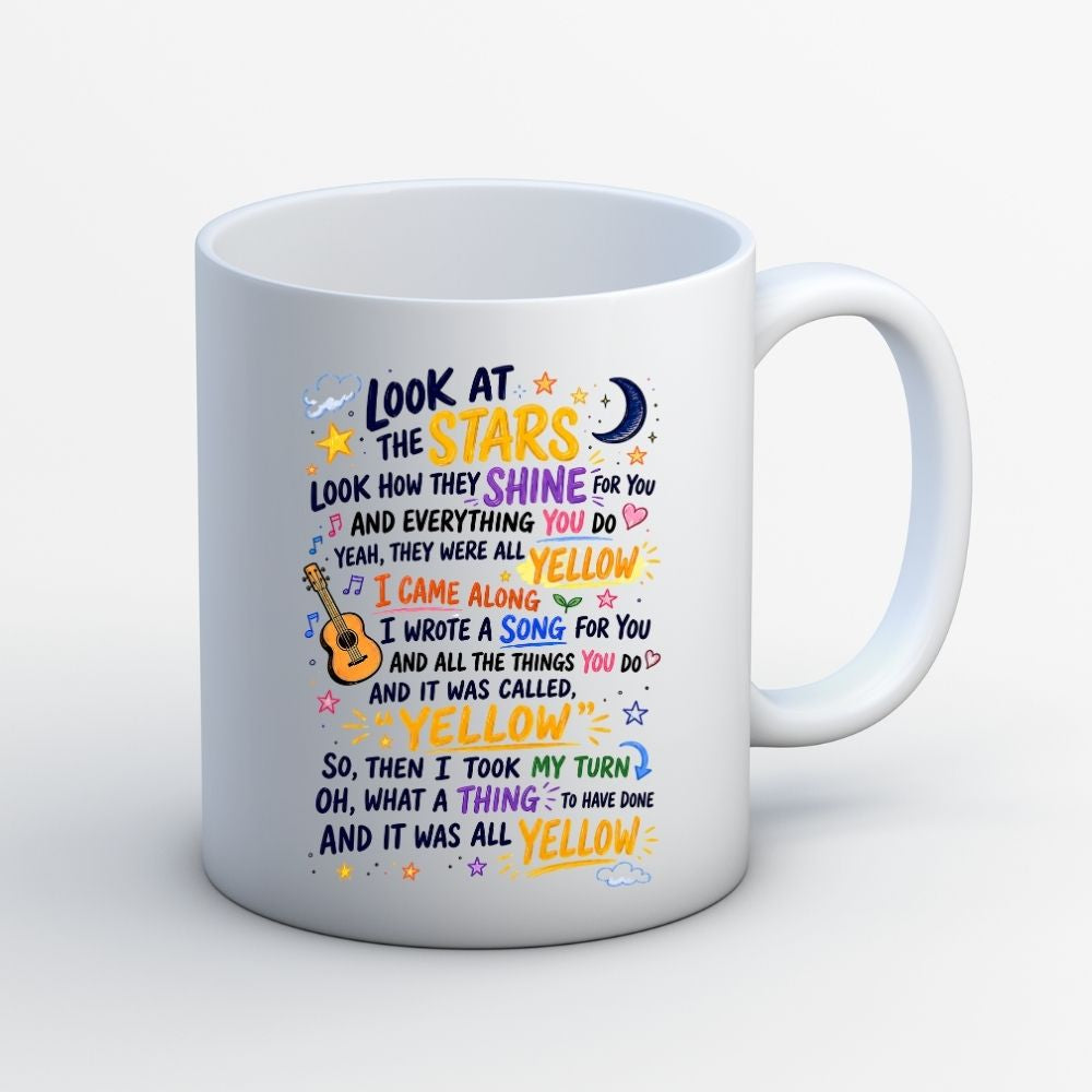 coldplay yellow scribbles mug coffee ceramic music band buy online india the banyan tee tbt men women girls boys unisex  