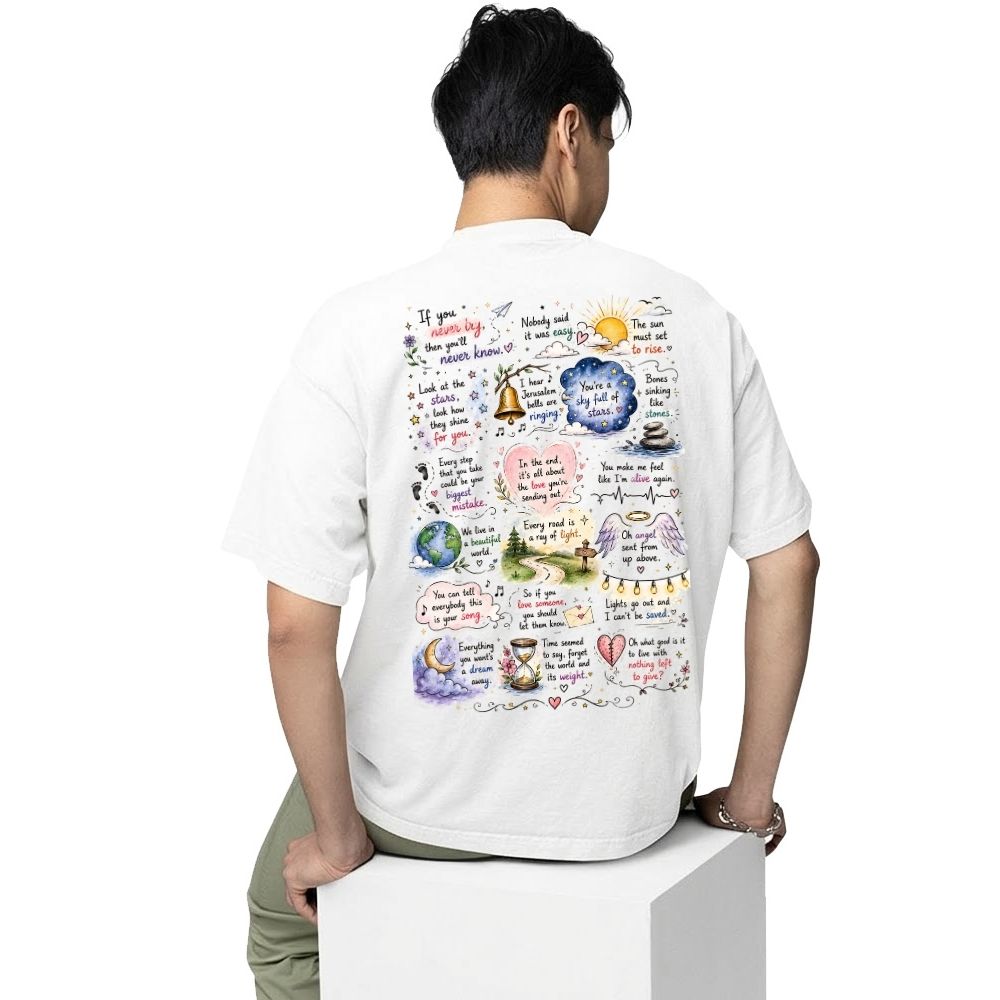 coldplay head full of doodle oversized t shirt 