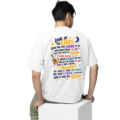 coldplay yellow scribbles oversized t shirt 
