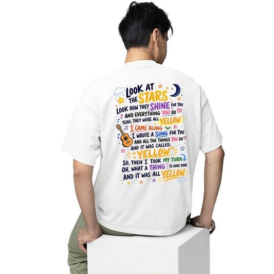 coldplay yellow scribbles oversized t shirt 