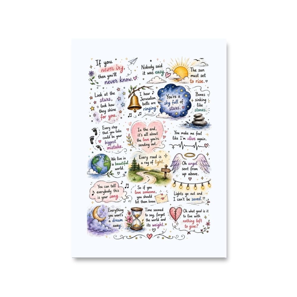 coldplay head full of doodle poster wall art buy online india the banyan tee tbt 8 x 10 