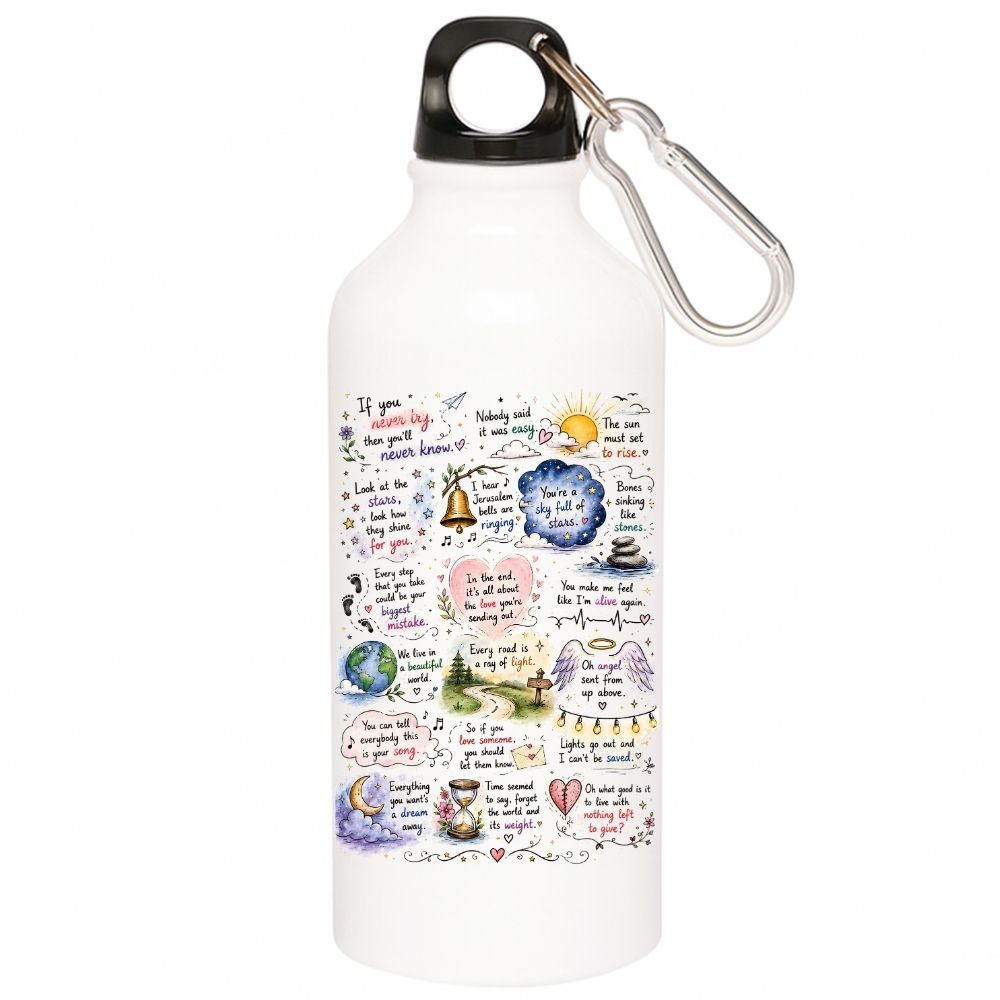 coldplay head full of doodle sipper steel water bottle flask gym shaker music band buy online india the banyan tee tbt men women girls boys unisex  