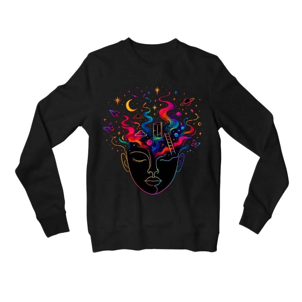 coldplay technicolor dreams sweatshirt upper winterwear music band buy online india the banyan tee tbt men women girls boys unisex black 