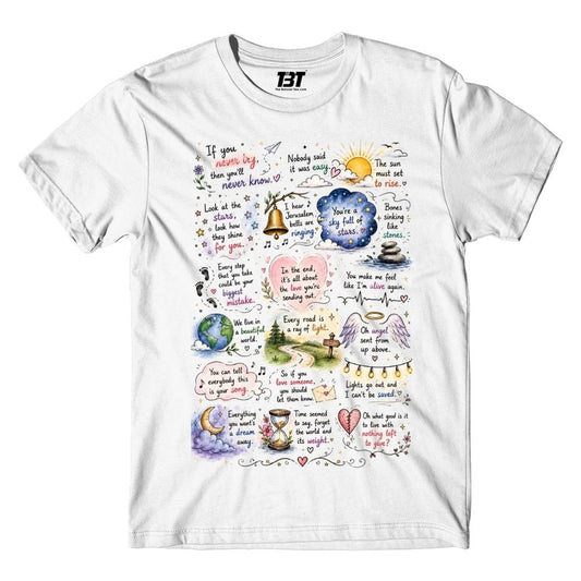coldplay head full of doodle t-shirt music band buy online india the banyan tee tbt men women girls boys unisex white 