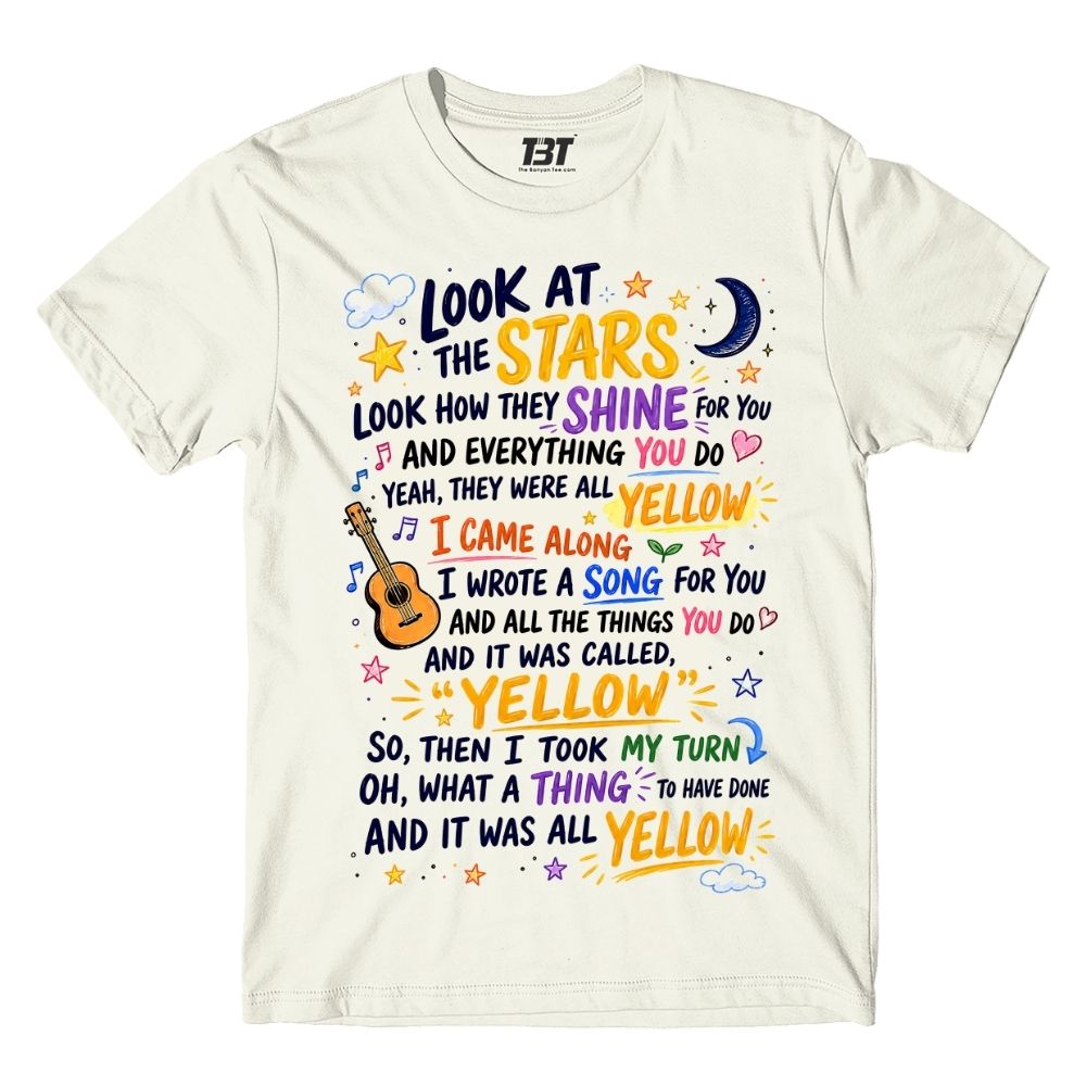 coldplay yellow scribbles t-shirt music band buy online india the banyan tee tbt men women girls boys unisex off white 