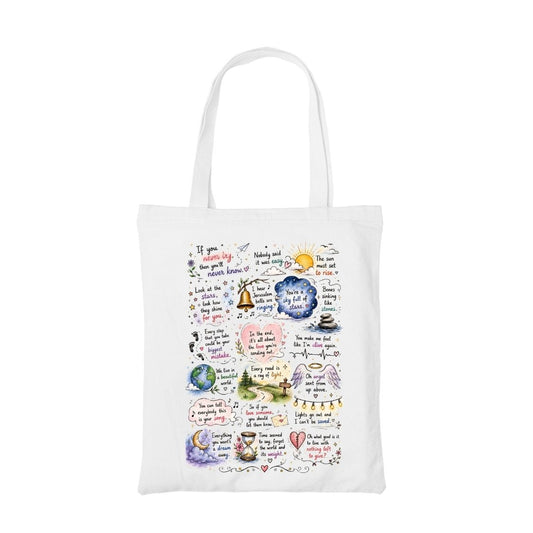 coldplay head full of doodle tote bag cotton printed music band buy online india the banyan tee tbt men women girls boys unisex  