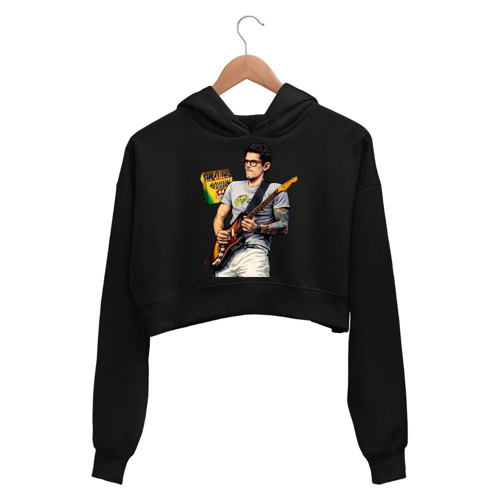 John Mayer Crayons crop hoodie hooded sweatshirt upper winterwear music band buy online india the banyan tee tbt men women girls boys unisex black