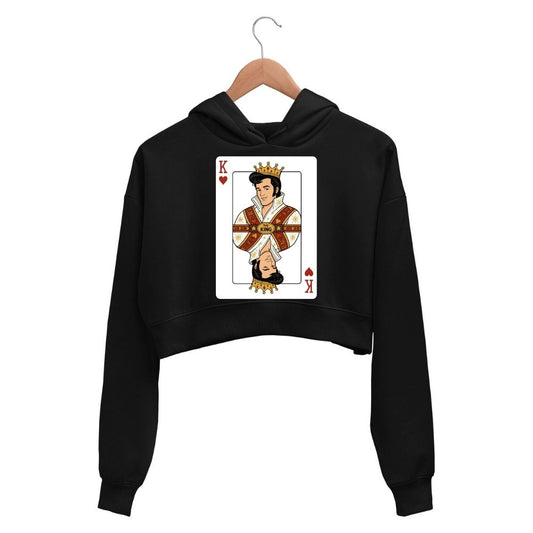 elvis presley the king of rock and roll crop hoodie hooded sweatshirt upper winterwear music band buy online india the banyan tee tbt men women girls boys unisex black 