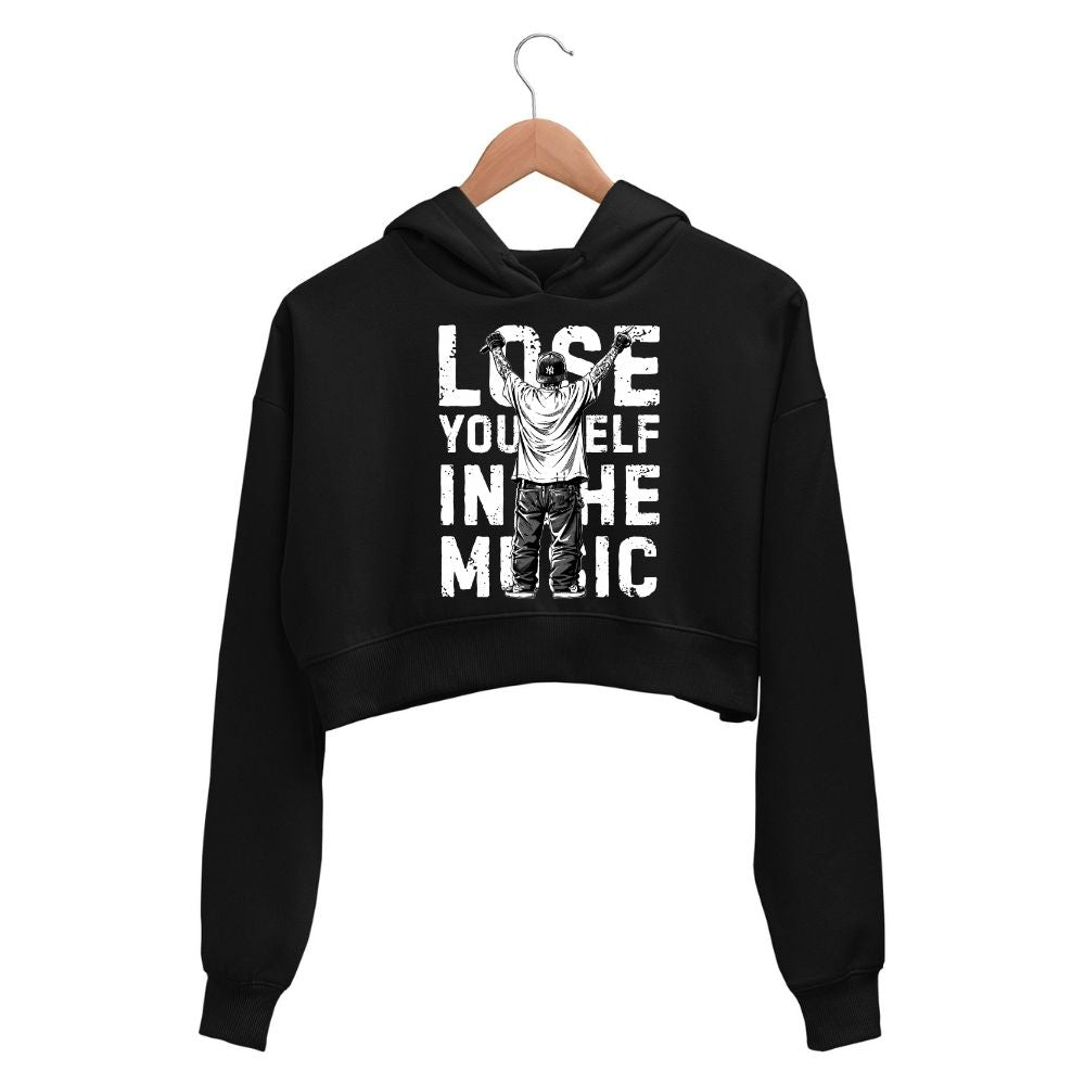 eminem lose yourself in the music crop hoodie hooded sweatshirt upper winterwear music band buy online india the banyan tee tbt men women girls boys unisex black 