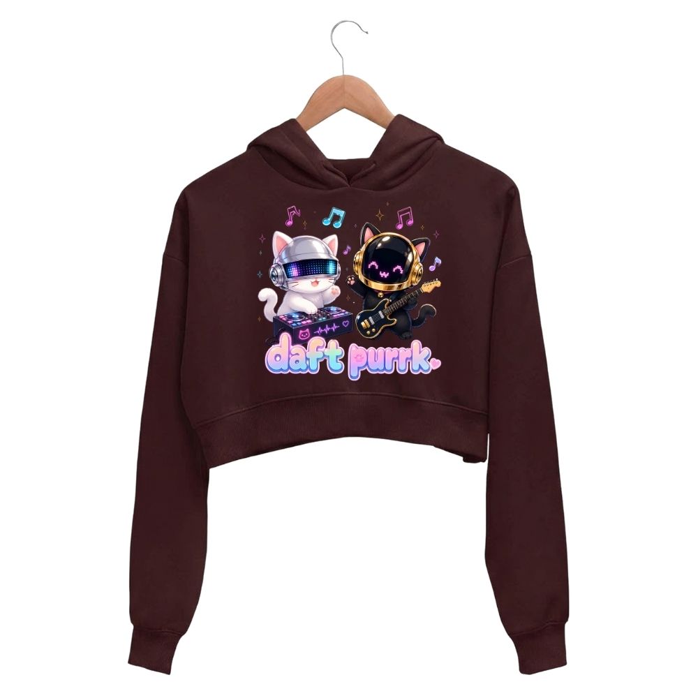 daft punk daft purrk crop hoodie hooded sweatshirt upper winterwear music band buy online india the banyan tee tbt men women girls boys unisex maroon 