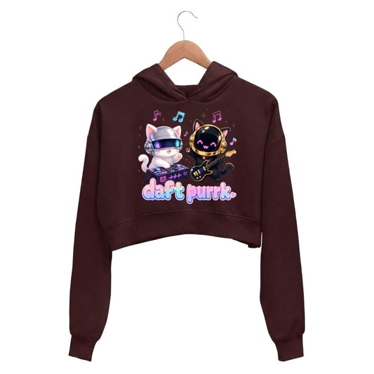 daft punk daft purrk crop hoodie hooded sweatshirt upper winterwear music band buy online india the banyan tee tbt men women girls boys unisex maroon 