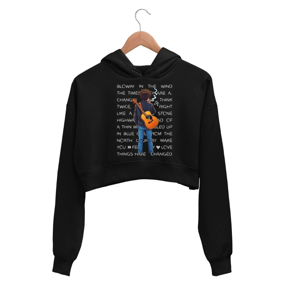 bob dylan dylanite crop hoodie hooded sweatshirt upper winterwear music band buy online india the banyan tee tbt men women girls boys unisex black 