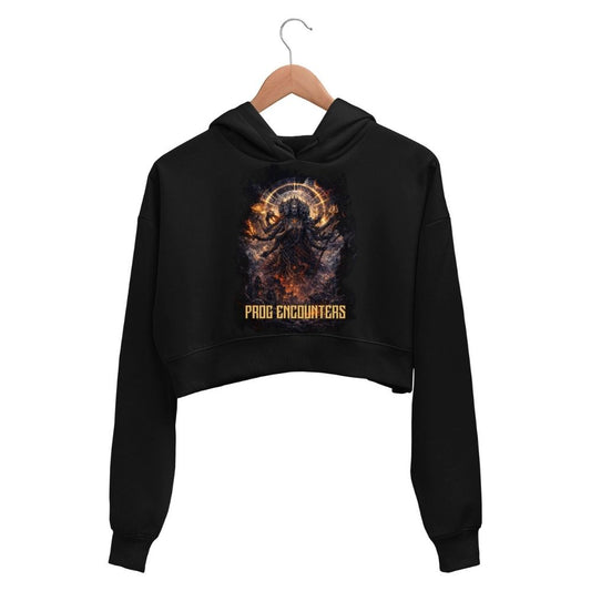 prog encounters prog encounters crop hoodie hooded sweatshirt upper winterwear music band buy online india the banyan tee tbt men women girls boys unisex black