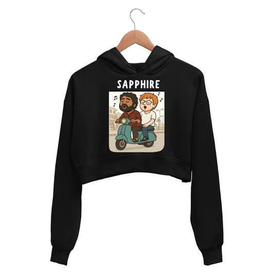 ed sheeran sapphire crop hoodie hooded sweatshirt upper winterwear music band buy online india the banyan tee tbt men women girls boys unisex black 