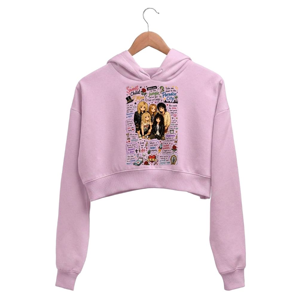 guns n' roses appetite for doodles crop hoodie hooded sweatshirt upper winterwear music band buy online india the banyan tee tbt men women girls boys unisex baby pink 
