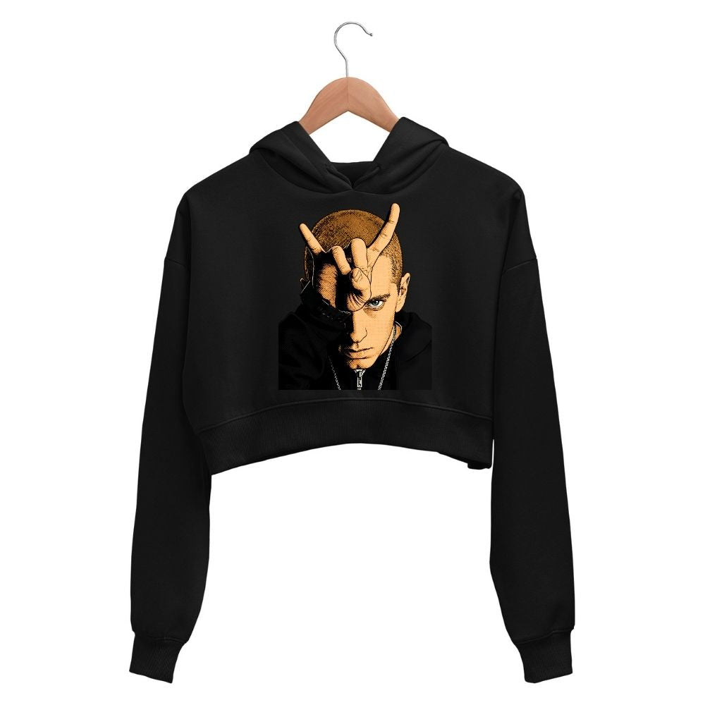 eminem bull horn crop hoodie hooded sweatshirt upper winterwear music band buy online india the banyan tee tbt men women girls boys unisex black 
