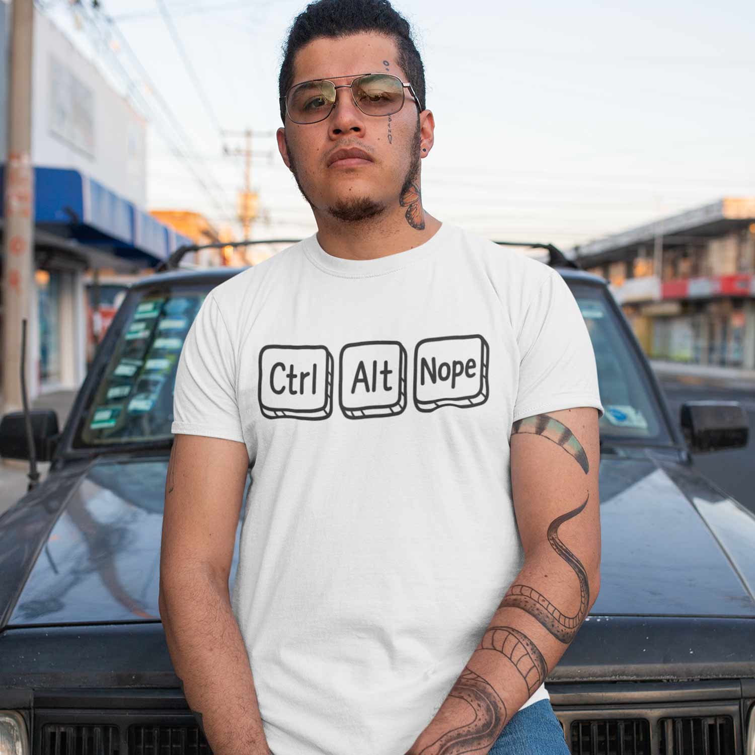 graphic ctrl alt nope t-shirt printed graphic stylish buy online india the banyan tee tbt men women girls boys unisex white 