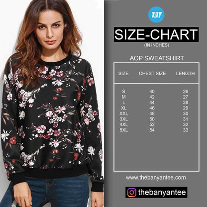 The Banyan Tee All Over Sweatshirt Size Chart