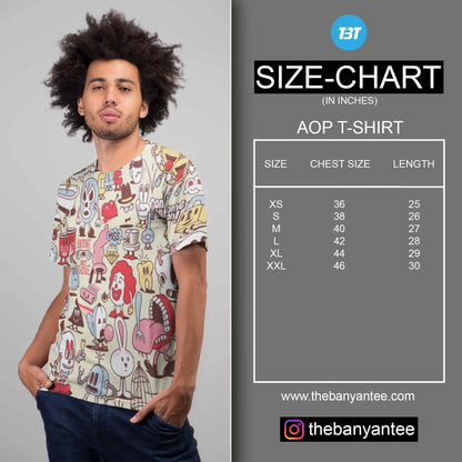 The Banyan Tee All Over T-shirt Size Chart